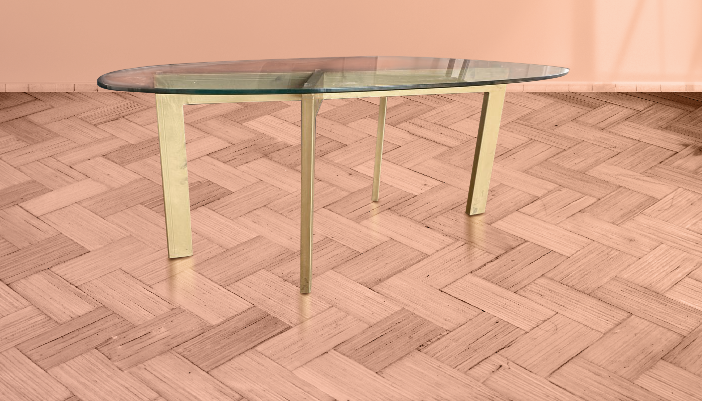 Mesa ovalada/ vidrio + Fierro