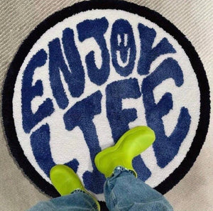 Alfombra Enjoy Life - azul y blanco