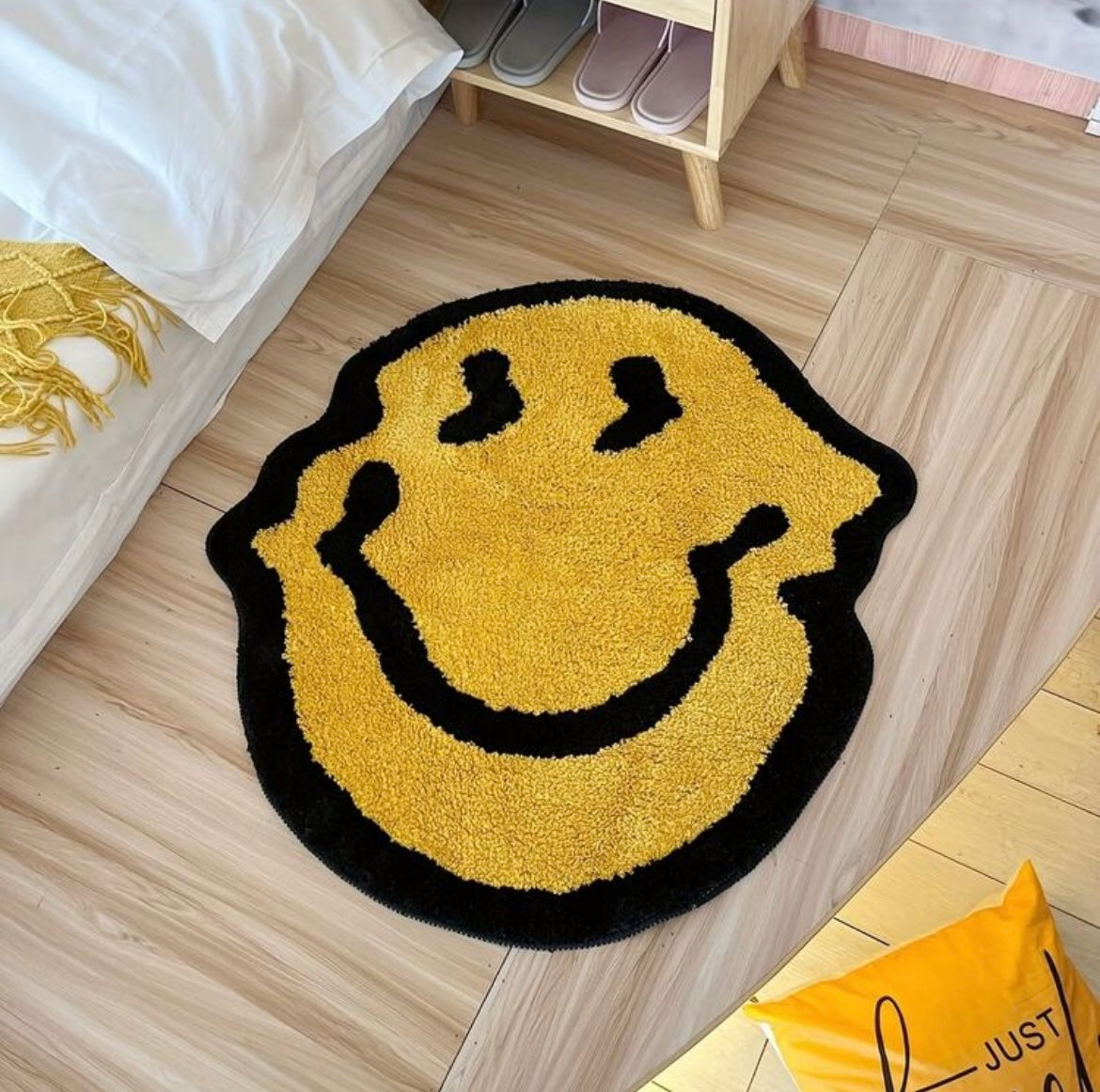 Alfombra Smiley Face - amarillo y negro