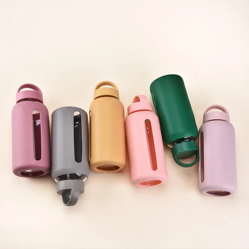 Botella de Vidrio 600-800ml con Funda de Silicona Anti-Calor