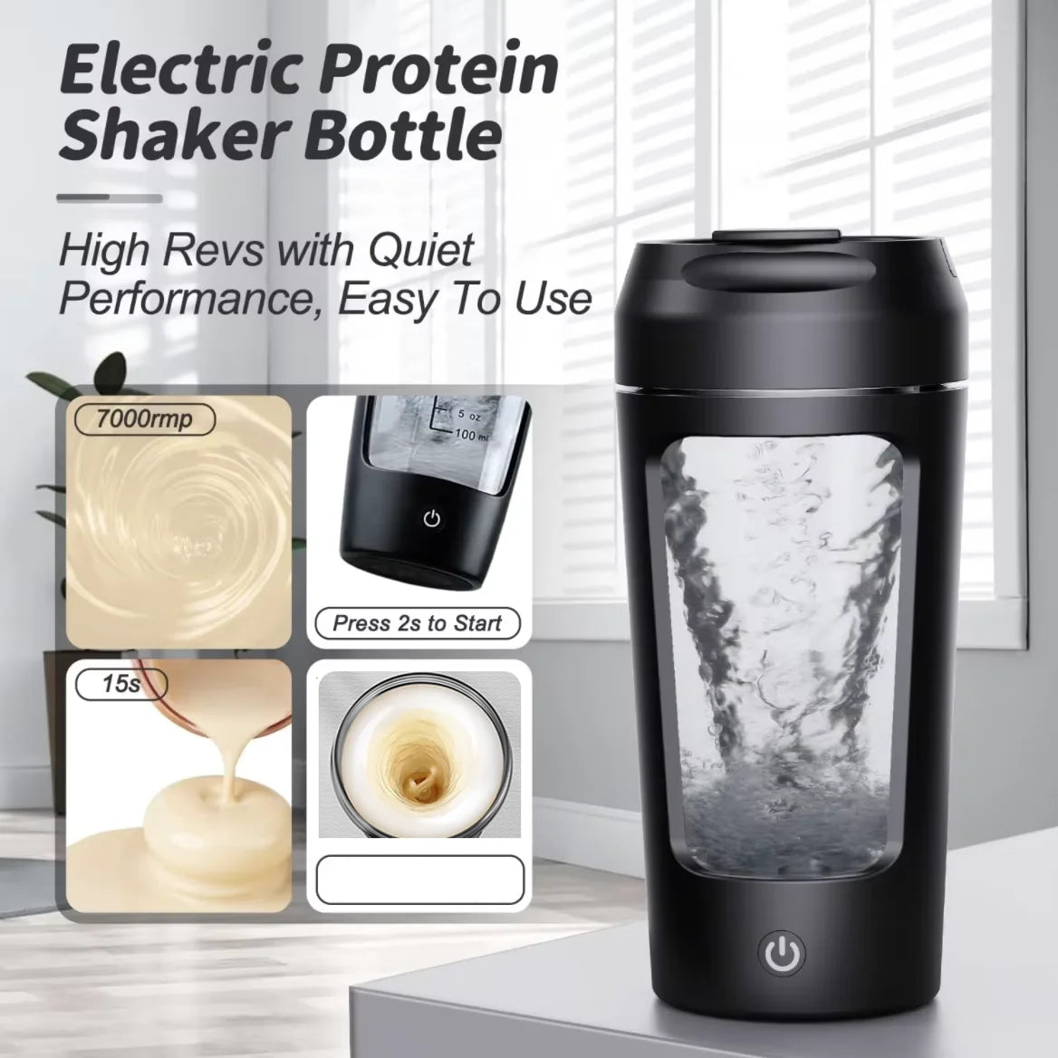 Shaker Eléctrico Portátil 650ml Recargable USB Mezclador Automático