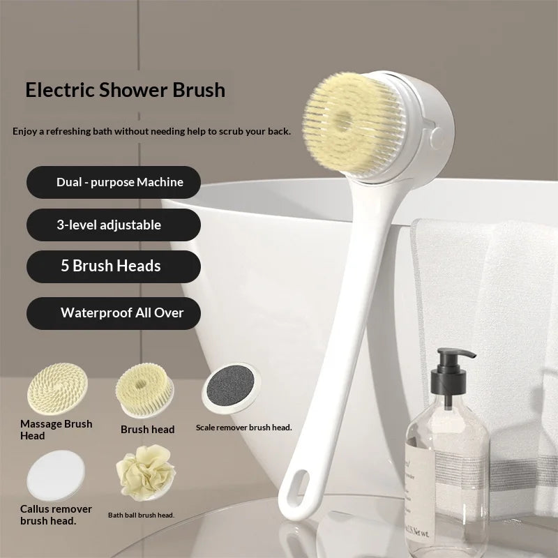 Cepillo Eléctrico de Ducha 360° Impermeable Recargable USB-C